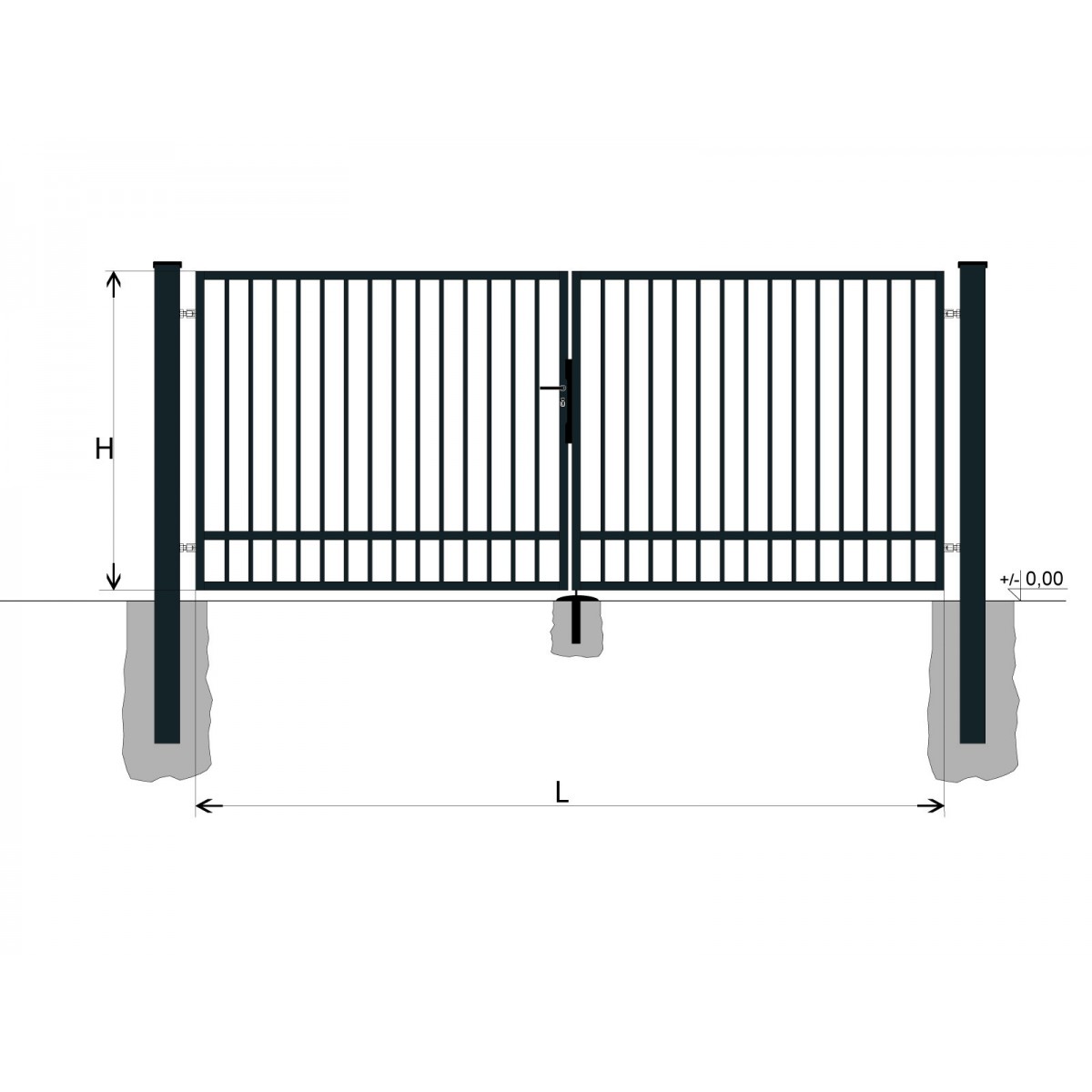Gate BD SPECIAL 2000x5500 / TYČ / ZN+PVC7016