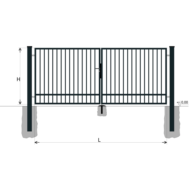 Gate BD SPECIAL 2000x6000 / TYČ / ZN+PVC7016