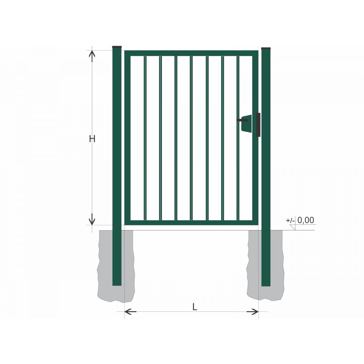Poartă BJ SOLID 2000x1000 / BARĂ / ZN+PVC6005