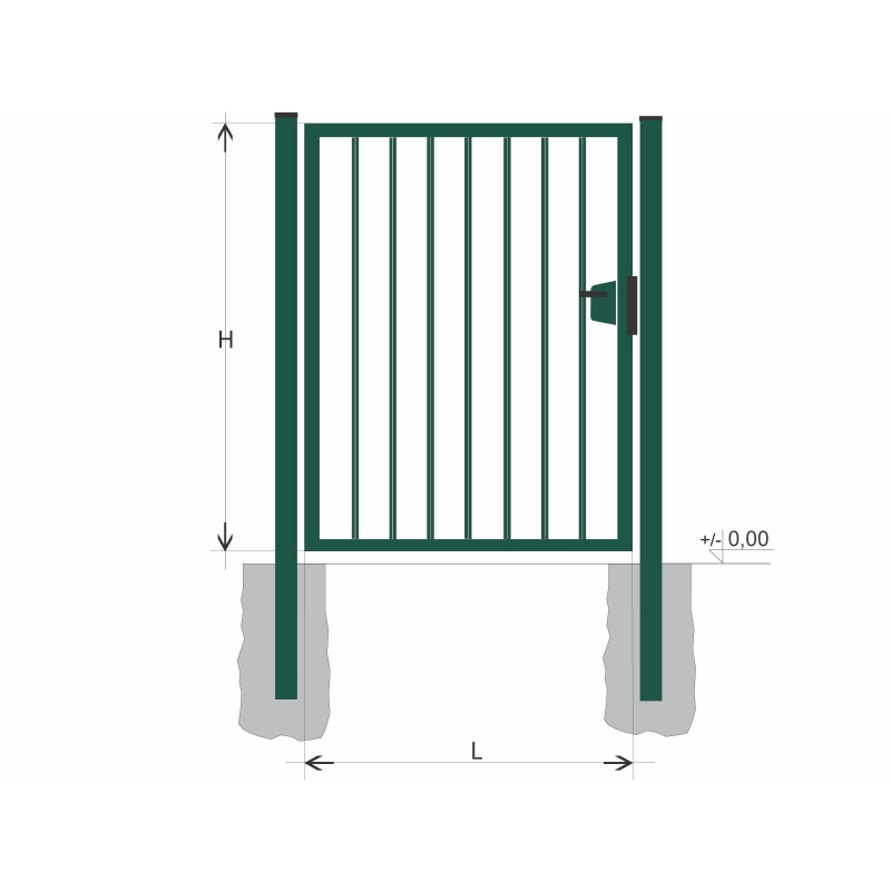 Poartă BJ SOLID 2000x1200 / BARĂ / ZN+PVC6005