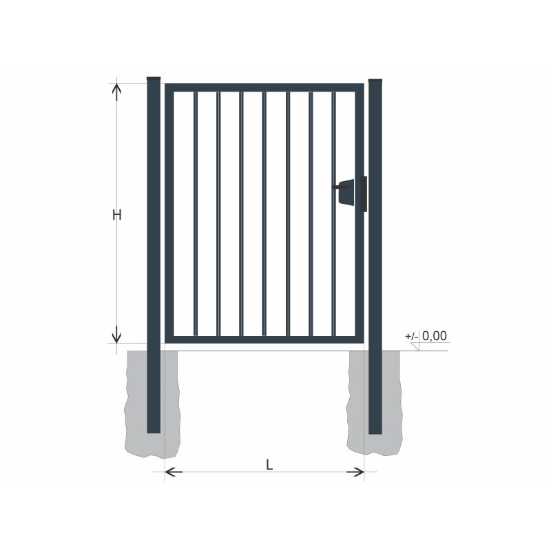 Poartă BJ SOLID 2000x1200 / TIJĂ / ZN+PVC7016