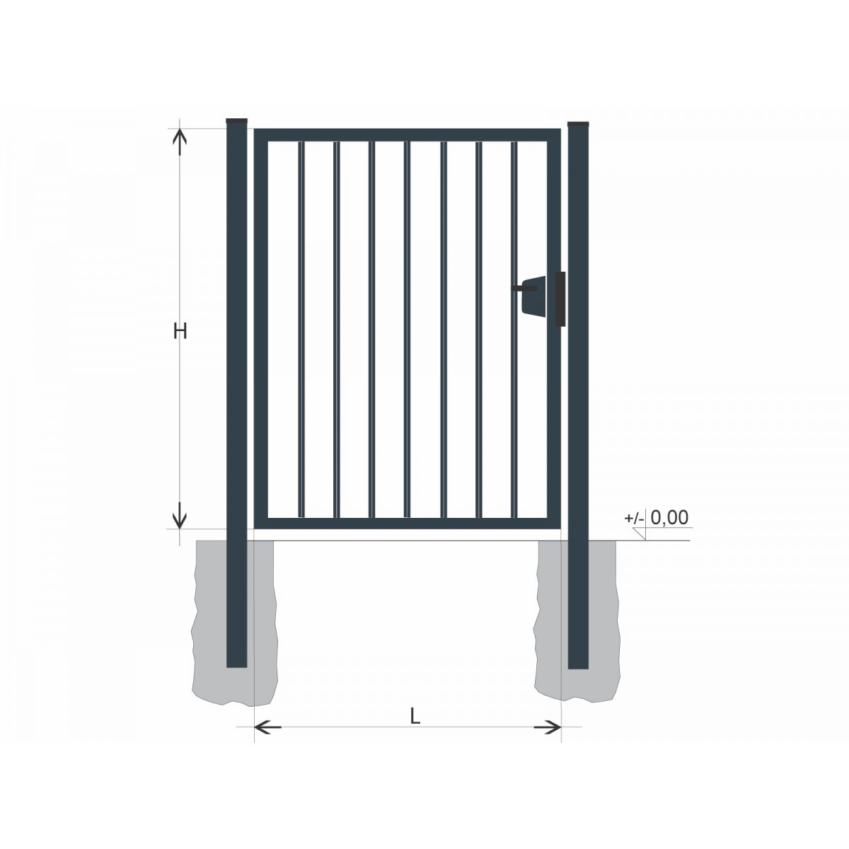 Poartă BJ SOLID 2000x1200 / TIJĂ / ZN+PVC7016