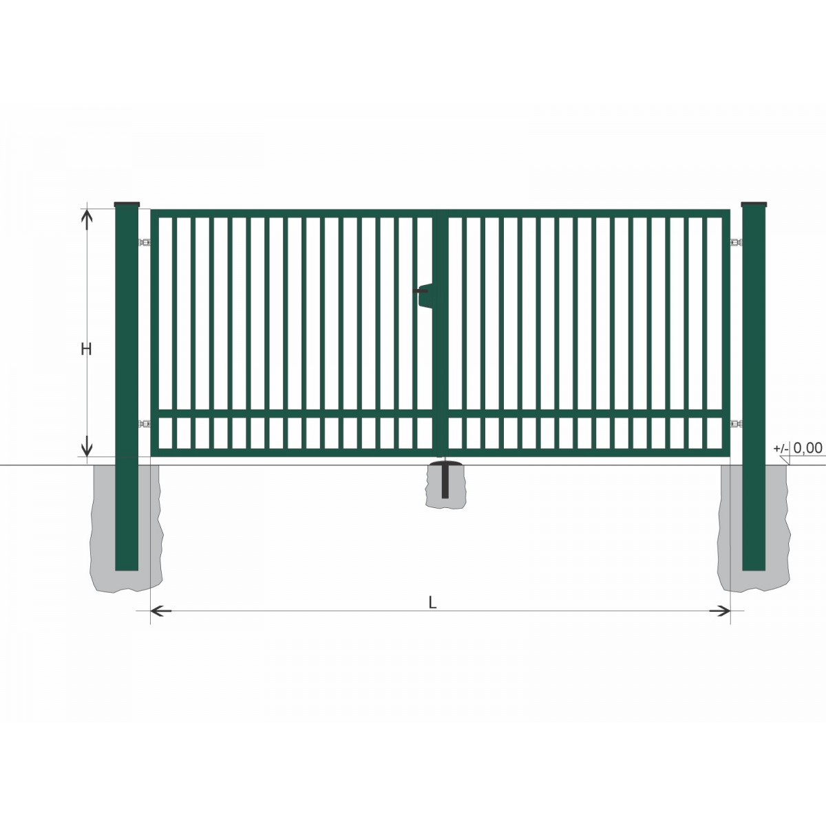 Poartă BD SOLID 1600x8500 / BARĂ / ZN+PVC6005