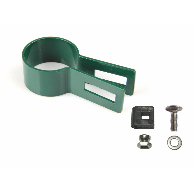 Clema de fixare panou pentru stalp 38mm / 4mm / capat / ZN+PVC6005