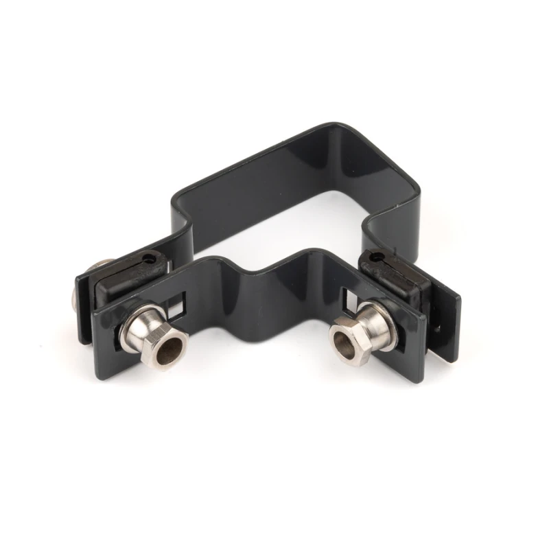 Clemă panou pe stâlp 60x40mm / 4mm / colț / ZN+PVC7016