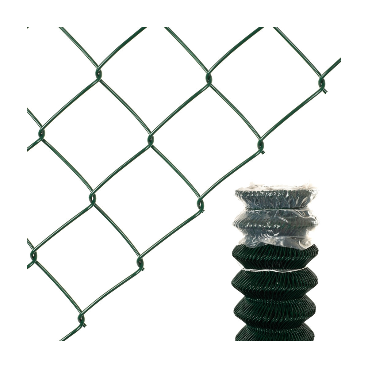 Plasă pătrată 60/2,50-1,65/160/25m / PVC COMPACT / ZN+PVC6005