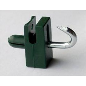 Connecting clip from plastic for tension wire with nail / green / packing 10 pcs