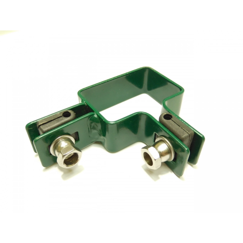 Clemă panou pe stâlp 60x40mm / 4mm / colț / ZN+PVC6005