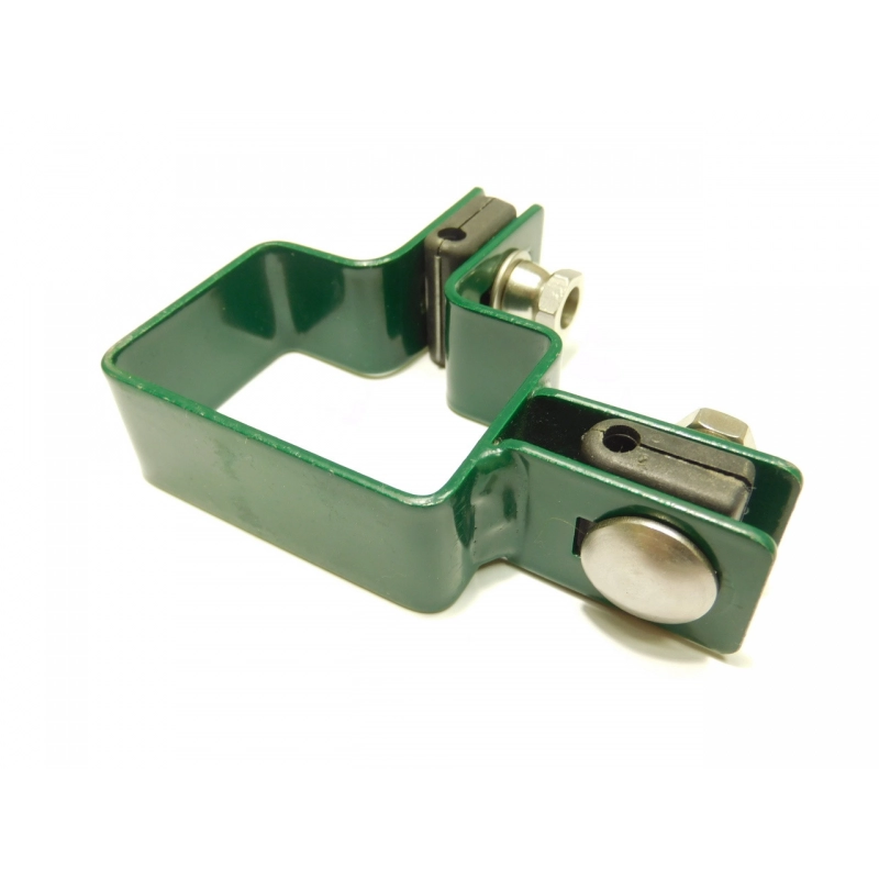 Clemă panou pe stâlp 60x40mm / 4mm / colț / ZN+PVC6005