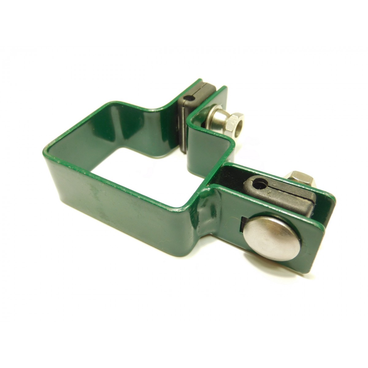 Clemă panou pe stâlp 60x40mm / 4mm / colț / ZN+PVC6005