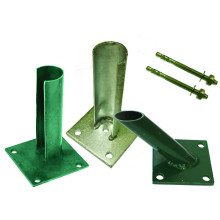 Base plates for posts and brace posts, fitting material